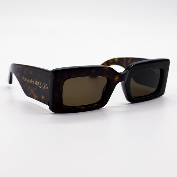 NEW ALEXANDER MCQUEEN SUNGLASSES HAVANA SQUARE WOMEN AM0433S 002 - Picture 4 of 8